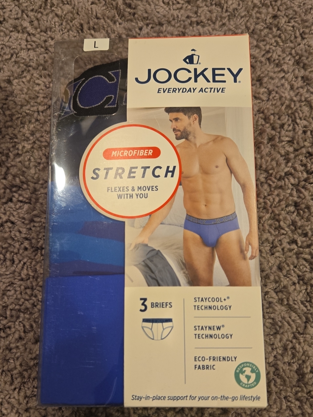 Jockey Men's Royal Blue Microfiber Stretch Briefs - 3 Pack